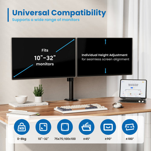 EWENT SOPORTE DE MESA PARA 2 MONITORES HASTA 27" - imagen 2
