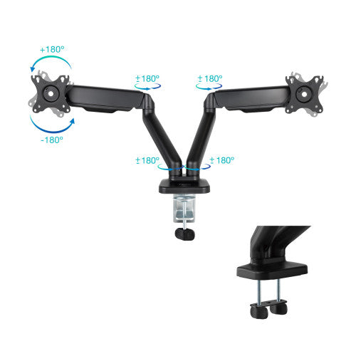 TooQ Soporte de Mesa para 2 Pantallas 17"-32", Negro - imagen 3