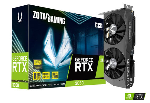 Zotac VGA ZOTAC RTX 3050 ECO,NV,RTX3050,GDDR6,8GB,128BIT,HDMI+3DP,2 VENTILADORES (ZT-A30500K-10M) - imagen 1