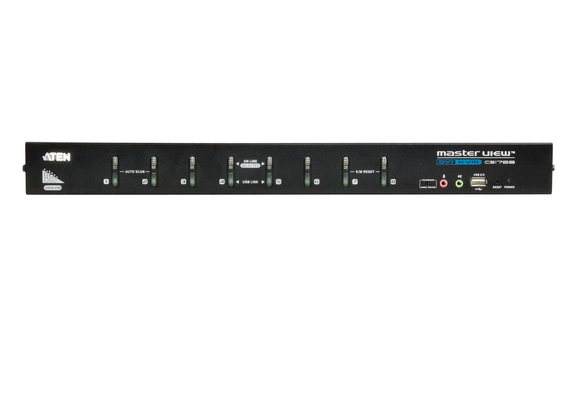 ATEN SWITCH 8-PORT USB DVI KVM WITH USB PERIPHERAL SUPPORT, AUDIO AND BROADCAST MODE (CS1768-ATA-G) - imagen 2