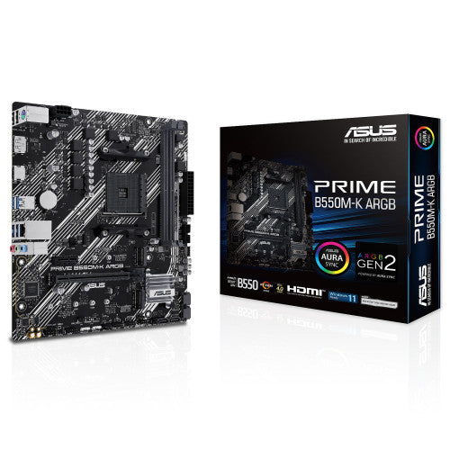 Asus PLACA ASUS PRIME B550M-K ARGB,AMD,AM4,B550,2DDR4,64GB,DP+HDMI,GBLAN,4SATA3+2XM.2,6USB3.2,MATX - imagen 1