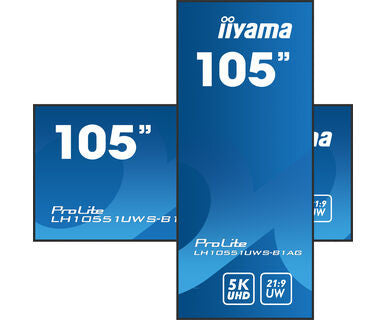 Iiyama MONITOR PROFESIONAL IIYAMA 105" (LH10551UWS-B1AG) / TIEMPO OPERACION 24/7 / USO HORIZONTAL Y VERTICAL / IPS / 5120X2160 5K UW / 8MS / 500CD / 21:9 / RS-232C / RJ45 / HDMI X 1 / DP X 1 / USB-C X 2/ USB X6 / SLOT OPS / VESA 1500X600 - imagen 2