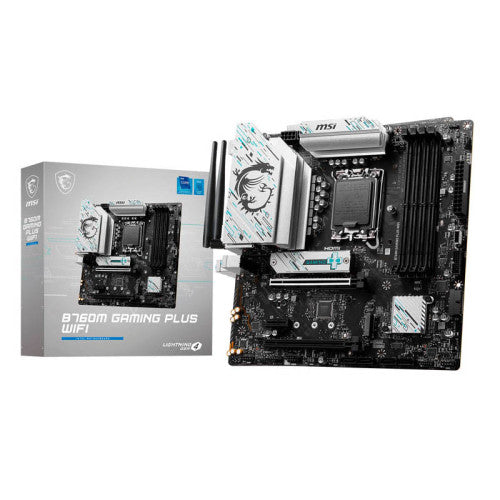 MSI PLACA MSI B760M GAMING PLUS WIFI,INTEL,1700,B760,4DDR5,192GB,2HDMI+2DP,4SATA+2M.2,5USB 3.2+2USB-C,2.5GB+WIFI6E+BT5.3,MATX - imagen 1