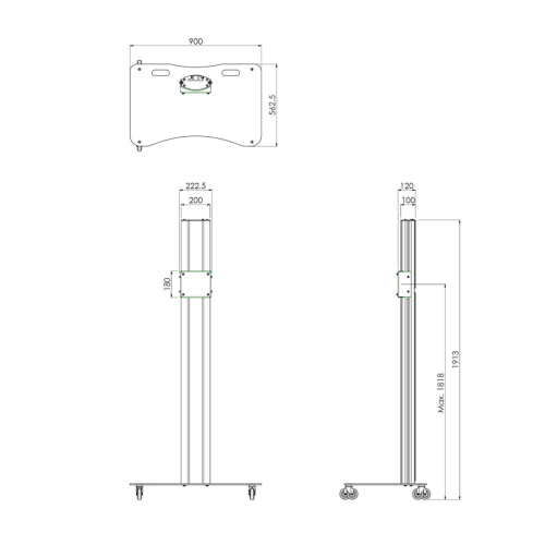 TROLLEY, FIXED INSTALLATION, FOR FLAT PANELS MAX. 65 INCH, 60 KG - imagen 1