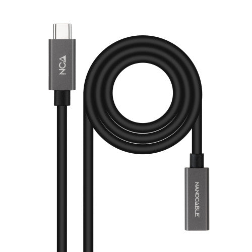 Nanocable Cable Prolongador USB-C 3.2 Gen2x2 20Gbps 3A, 4K/60Hz, USB-C/M-USB-C/H, Negro, 2 m - imagen 1