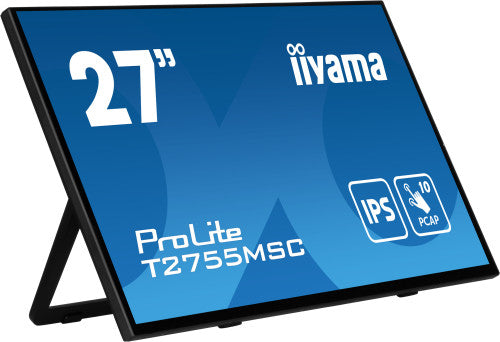 Iiyama MONITOR IIYAMA 27" IPS BONDED PCAP 10P TOUCH, 1920X1080, FLAT BEZEL FREE GLASS FRONT, HDMI, DISPLAYPORT, 360CD/M², USB HUB 2X 3.2, SPEAKERS, BUILT-IN WEBCAM & MICROPHONE, BOOKSTAND (T2755MSC-B1) - imagen 2