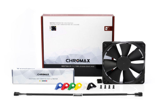 NOCTUA VENTILADOR CAJA NF-F12-PWM CH.BK.S, NF-F12 PWM CHROMAX.BLACK.SWAP, 120MM, 120X120X25MM, 12V, 1500RPM/300RPM, 22,4 DB(A), 93,4 M3/H, 2,61 MM H2O, 4 PINES, 6 COLORES - imagen 3
