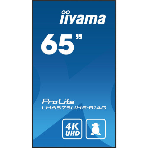 Iiyama MONITOR IIYAMA 65" (LH6575UHS-B1AG)3840X2160, UHD IPS PANEL, OPERACION 24/7 500CD/M, LANDSCAPE PORTRAIT, SIGNAL FAILOVER, SPEAKERS 2X 10W, MULTIPLE INPUTS (DVI-I (VGA), HDMI 3X), DP-OUT , USB 2.0 X2, WIFI, LAN, MEDIA PLAY USB PORT, CONTROL LAN / RS - imagen 3