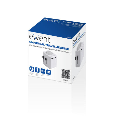 Ewent EW1472 adaptador de enchufe eléctrico Universal Blanco - imagen 2