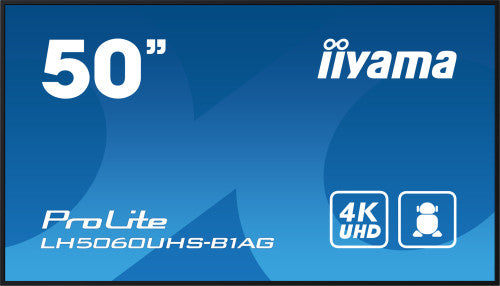 Iiyama MONITOR IIYAMA 50" 3840X2160, UHD, 500CD/M2, LANDSCAPE PORTRAIT, MM 2X 10W, 3X HDMI, USB 2.0 X2, WIFI, LAN, MEDIA PLAY USB, CONTROL LAN / RS232C, IISIGNAGE2 (CMS/DMS), E-SHARE,ANDROID 11 OS, 24/7,VESA MOUNT 300X400(SOPORTE PARED INCLUIDO) (LH5060UH - imagen 1