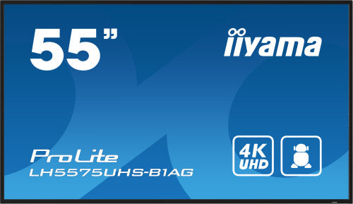 Iiyama MONITOR IIYAMA 55" (LH5575UHS-B1AG) 3840X2160, UHD IPS PANEL,OPERACION 24/7, 500CD/M, LANDSCAPE PORTRAIT, SIGNAL FAILOVER, SPEAKERS 2X 10W, MULTIPLE INPUTS (DVI-I (VGA), HDMI 3X), DP-OUT, USB 2.0 X2, WIFI, LAN, MEDIA PLAY USB PORT, CONTROL LAN / RS - imagen 1