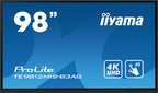 Iiyama MONITOR INTERACTIVO TACTIL IIYAMA 98" PROLITE (TE9812MIS-B3AG) / RAM 8GB ROM 64GB / TIEMPO OPERACION 24/7 IPS LED 3840X2160 4K UHD / 8MS / VGA / 400CD / RS-232C / RJ45 / HDMIX3 / USB-C / MM / WIFI / SLOT-PC / IIWARE 10.0 (ANDROID 11) - imagen 2