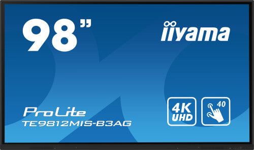 Iiyama MONITOR INTERACTIVO TACTIL IIYAMA 98" PROLITE (TE9812MIS-B3AG) / RAM 8GB ROM 64GB / TIEMPO OPERACION 24/7 IPS LED 3840X2160 4K UHD / 8MS / VGA / 400CD / RS-232C / RJ45 / HDMIX3 / USB-C / MM / WIFI / SLOT-PC / IIWARE 10.0 (ANDROID 11) - imagen 2