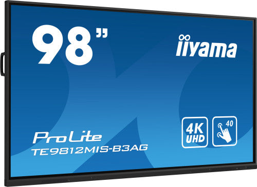 Iiyama MONITOR INTERACTIVO TACTIL IIYAMA 98" PROLITE (TE9812MIS-B3AG) / RAM 8GB ROM 64GB / TIEMPO OPERACION 24/7 IPS LED 3840X2160 4K UHD / 8MS / VGA / 400CD / RS-232C / RJ45 / HDMIX3 / USB-C / MM / WIFI / SLOT-PC / IIWARE 10.0 (ANDROID 11) - imagen 3