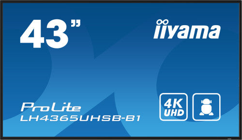 Iiyama MONITOR IIYAMA 43" , UHD IPS PANEL, HAZE 1%, 800CD/M, HORIZ Y VERT, SIGNAL FAILOVER, MM 2X 10W, HDMI 2X, DP, USB 2.0 X2, WIFI, LAN, MEDIA PLAY USB PORT, CONTROL LAN / RS232C, IISIGNAGE2 (CMS/DMS), E-SHARE, ANDROID 11 OS, 24/7 OPERATION, VESA (400X - imagen 1