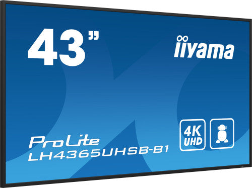 Iiyama MONITOR IIYAMA 43" , UHD IPS PANEL, HAZE 1%, 800CD/M, HORIZ Y VERT, SIGNAL FAILOVER, MM 2X 10W, HDMI 2X, DP, USB 2.0 X2, WIFI, LAN, MEDIA PLAY USB PORT, CONTROL LAN / RS232C, IISIGNAGE2 (CMS/DMS), E-SHARE, ANDROID 11 OS, 24/7 OPERATION, VESA (400X - imagen 3