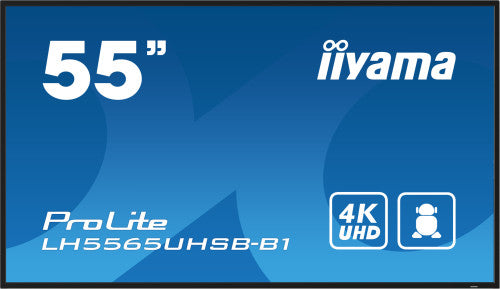Iiyama MONITOR IIYAMA 55" , UHD IPS PANEL, HAZE 1%, 800CD/M, HORIZ Y VERT, SIGNAL FAILOVER, MM 2X 10W, HDMI 2X, DP, USB 2.0 X2, WIFI, LAN, MEDIA PLAY USB PORT, CONTROL LAN / RS232C, IISIGNAGE2 (CMS/DMS), E-SHARE, ANDROID 11 OS, 24/7 OPERATION, VESA (400X - imagen 1
