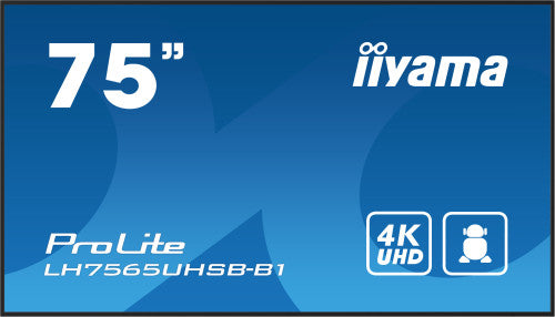 Iiyama MONITOR IIYAMA 75" , UHD IPS PANEL, HAZE 1%, 800CD/M, HORIZ Y VERT, SIGNAL FAILOVER, MM 2X 10W, HDMI 2X, DP, USB 2.0 X2, WIFI, LAN, MEDIA PLAY USB PORT, CONTROL LAN / RS232C, IISIGNAGE2 (CMS/DMS), E-SHARE, ANDROID 11 OS, 24/7 OPERATION, VESA (600X - imagen 1