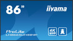 Iiyama MONITOR IIYAMA 86" , UHD IPS PANEL, HAZE 1%, 800CD/M, HORIZ Y VERT, SIGNAL FAILOVER, MM 2X 10W, HDMI 2X, DP, USB 2.0 X2, WIFI, LAN, MEDIA PLAY USB PORT, CONTROL LAN / RS232C, IISIGNAGE2 (CMS/DMS), E-SHARE, ANDROID 11 OS, 24/7 OPERATION, VESA (600X - imagen 1