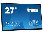 Iiyama MONITOR IIYAMA 27" IPS BONDED PCAP 10P TOUCH, MPP2.0 (ACTIVE STYLUS) SUPPORTED, 2560X1440, FLAT BEZEL FREE GLASS FRONT, HDMI, DISPLAYPORT, 360CD/M², USB HUB 2X 3.2, SPEAKERS, BOOKSTAND (T2755QSC-B1) - imagen 1