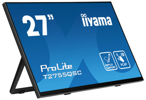 Iiyama MONITOR IIYAMA 27" IPS BONDED PCAP 10P TOUCH, MPP2.0 (ACTIVE STYLUS) SUPPORTED, 2560X1440, FLAT BEZEL FREE GLASS FRONT, HDMI, DISPLAYPORT, 360CD/M², USB HUB 2X 3.2, SPEAKERS, BOOKSTAND (T2755QSC-B1) - imagen 3