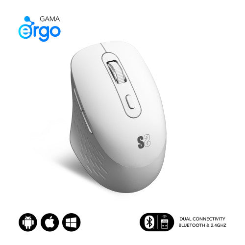 SUBBLIM Ratón CURVE ERGO DUAL MOUSE BATTERY WHITE - imagen 1