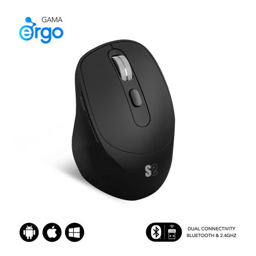 SUBBLIM Ratón CURVE ERGO DUAL MOUSE BATTERY BLACK - imagen 1