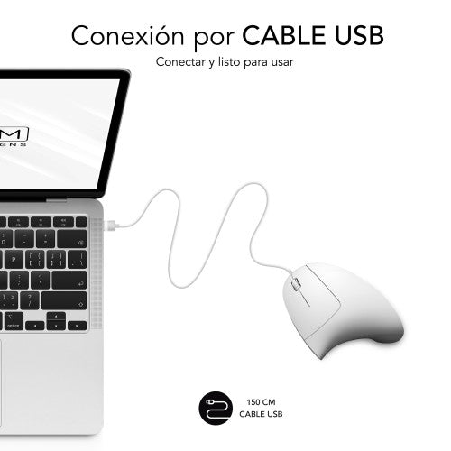 SUBBLIM Ratón GLIDE VERTICAL ERGO WIRED MOUSE WHITE - imagen 2