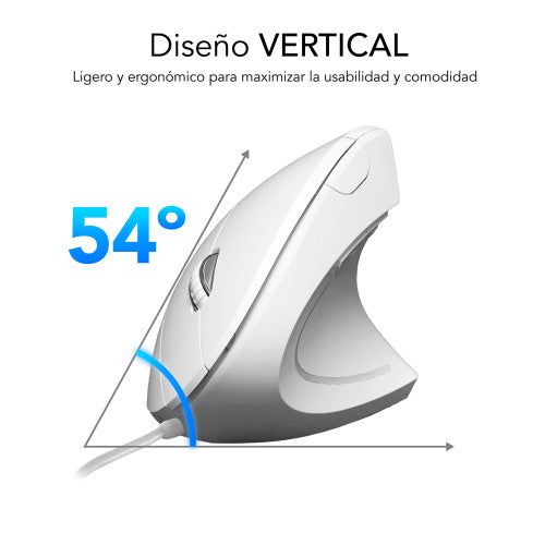SUBBLIM Ratón GLIDE VERTICAL ERGO WIRED MOUSE WHITE - imagen 3