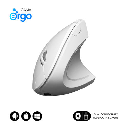 SUBBLIM Ratón GLIDE VERTICAL ERGO DUAL MOUSE BATTERY WHITE - imagen 1