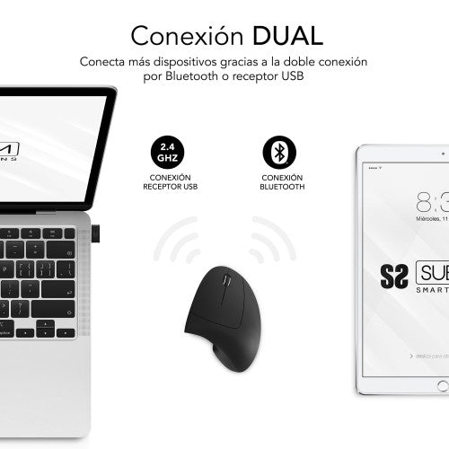 SUBBLIM Ratón GLIDE VERTICAL ERGO DUAL MOUSE BATTERY BLACK - imagen 2