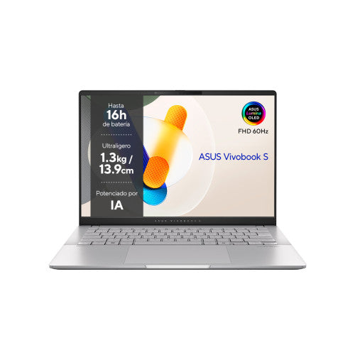 ASUS Vivobook S 14 OLED OLED M5406NA-QD082W - Ordenador Portátil 14" WUXGA (AMD Ryzen 5 7535HS, 16GB RAM, 512GB SSD, Radeon 660M, Windows 11 Home) Plata Fría - Teclado QWERTY español - imagen 2