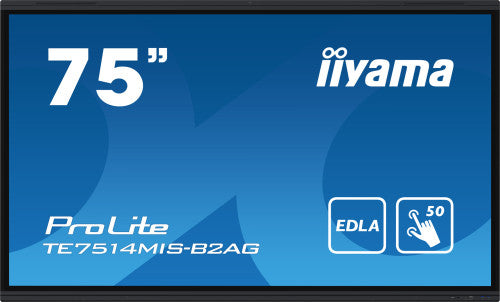 Iiyama MONITOR IIYAMA 75" IIWARE12E , ANDROID 13, 50-P, 3840X2160, UHD, FAN-LESS, MM 2X 8W + 2X 18W , MICRO 8X, HDMI 4X, HDMI-OUT, USB-C 2X UP TO 100W , MINI-JACK, OPTICAL, 435CD/M, LANDSCAPE, LAN 2X RS232C, WIFI/BT, VESA 600X400 , SLOT OPC (TE7514MIS-B2A - imagen 1