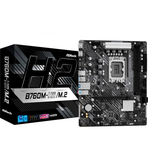 ASRock PLACA ASROCK B760M-H2/M.2,INTEL,1700,B760,2DDR5,96GB,HDMI+DP,4SATA+2M.2,5USB 3.2+1USB-C,GBLAN,MATX - imagen 1