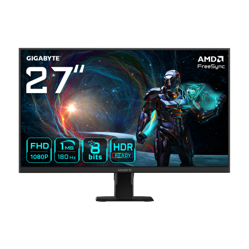 Gigabyte MONITOR GIGABYTE 27" GS27FA,SS IPS,1920X1080 (FHD),1MS,1000:1,180HZ,2HDMI+1DP,NEGRO - imagen 1