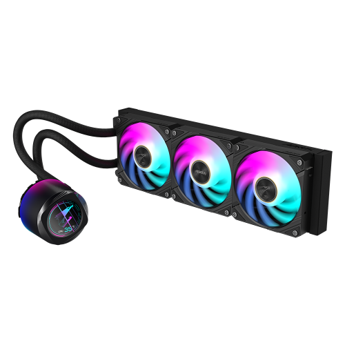 GIGABYTE Refrigeración líquida para CPU AORUS WATERFORCE X II 360 AIO - 3 ventiladores ARGB de 120 mm, pantalla LCD a todo color, mecanismo de interbloqueo magnético, DAISY-CHAIN, compatible con Intel LGA 1700 y AMD AM5, garantía de 6 años - imagen 2