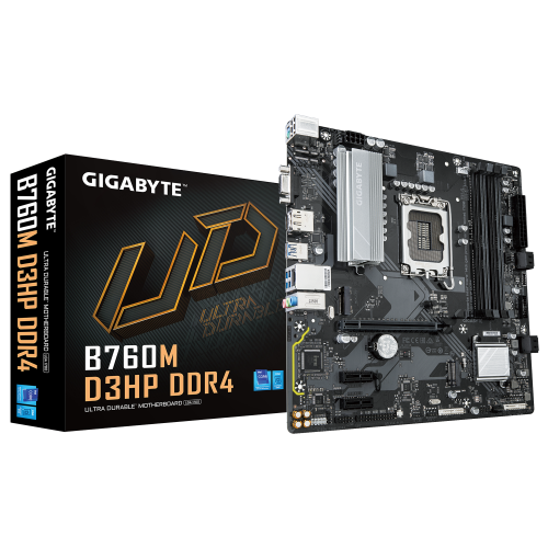 GIGABYTE B760M D3HP DDR4 - Compatible con CPUs Intel Core de 14ª generación, VRM Digital 4+1+1 fases, hasta 5333MHz DDR4 (OC), 2xPCIe 4.0 M.2, LAN GbE, USB 3.2 Gen1 - imagen 1