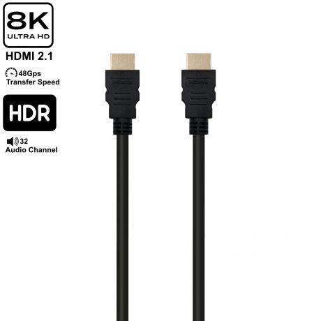 EWENT ULTRA HIGH SPEED HDMI 2.1 CABLE WITH ETHERNET, BLACK, M/M 8,0M, 8K@60HZ, HDR - imagen 1