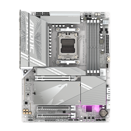GIGABYTE Placa base X870 A ELITE WF7 ICE - Compatible con CPUs AMD Ryzen 9000, VRM digital de 16+2+2 fases, hasta 8000MHz DDR5 (OC), 4xPCIe 5.0 + 4xM.2, Wi-Fi 7, LAN 2.5GbE, USB 3.2 Gen 2x2 - imagen 2