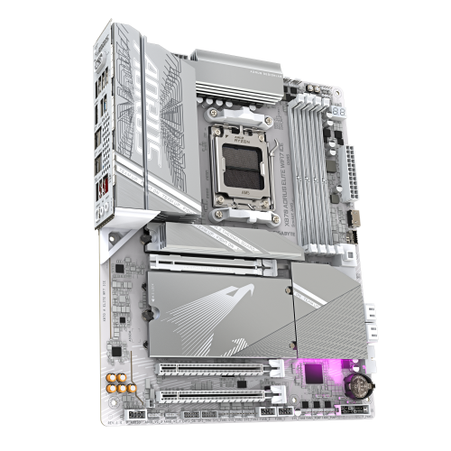 GIGABYTE Placa base X870 A ELITE WF7 ICE - Compatible con CPUs AMD Ryzen 9000, VRM digital de 16+2+2 fases, hasta 8000MHz DDR5 (OC), 4xPCIe 5.0 + 4xM.2, Wi-Fi 7, LAN 2.5GbE, USB 3.2 Gen 2x2 - imagen 3