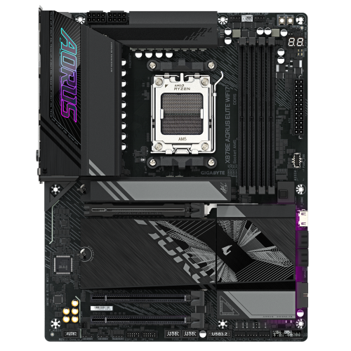 GIGABYTE Placa base X870E A ELITE WIFI7 - Compatible con CPUs AMD Ryzen 9000, VRM digital de 16+2+2 fases, hasta 8000MHz DDR5 (OC), 4xPCIe 5.0 + 4xM.2, Wi-Fi 7, LAN 2.5GbE, USB 3.2 Gen 2x2 - imagen 2