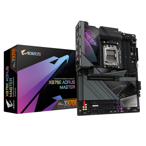 GIGABYTE Placa base X870E AORUS MASTER - Compatible con CPUs AMD Ryzen 9000, VRM digital de 16+2+2 fases, hasta 8200MHz DDR5 (OC), 4xPCIe 5.0 + 4xM.2, Wi-Fi 7, LAN 5GbE, USB 3.2 Gen 2x2 - imagen 1