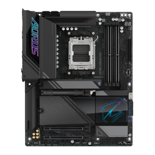GIGABYTE Placa base X870E AORUS PRO - Compatible con CPUs AMD Ryzen 9000, VRM digital de 16+2+2 fases, hasta 8000MHz DDR5 (OC), 4xPCIe 5.0 + 4xM.2, Wi-Fi 7, LAN 2.5GbE, USB 3.2 Gen 2x2 - imagen 2