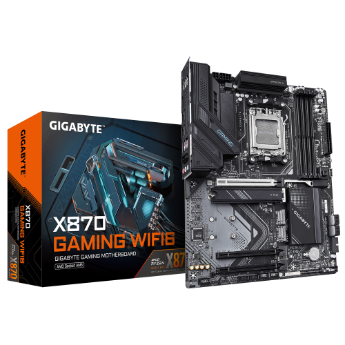 GIGABYTE X870 GAMING WIFI6 Placa Base - Compatible con CPUs AMD Ryzen 9000, VRM de 8+2+2 fases, hasta 8000MHz DDR5 (OC), 1x PCIe 5.0 + 3x M.2, Wi-Fi 6, 2.5GbE LAN, USB 3.2 Gen 2x2 - imagen 1