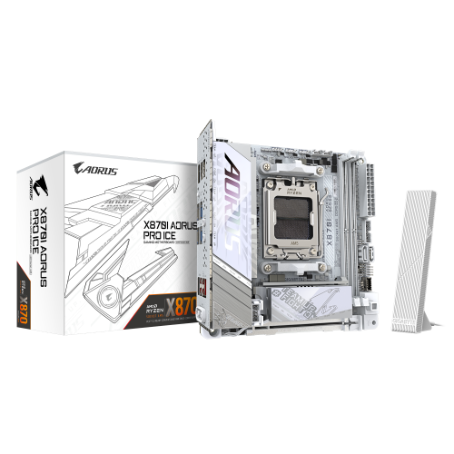 GIGABYTE X870I AORUS PRO ICE Placa base - Compatible con procesadores AMD Ryzen serie 9000, VRM de 8+2+1 fases, hasta 8400 MHz DDR5 (OC), 1xPCIe 5.0 M.2 + 1xPCIe 4.0 M.2, WI-FI 7, LAN 2,5 GbE, USB 4 - imagen 1