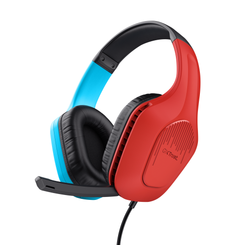 Trust GXT 416S Zirox Auriculares Alámbrico Diadema Juego Negro, Cian, Rojo - imagen 1