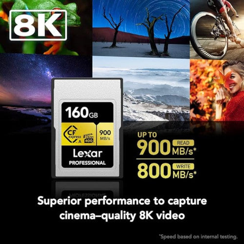 LEXAR 160GB PROFESSIONAL CFEXPRESS TYPE A CARD GOLD SERIE, UP TO 900MB/S READ 800MB/S WRITE. VPG 400 - imagen 3