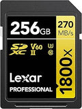 LEXAR 256GB PROFESSIONAL 1800X SDXC UHS-II CARDS, UP TO 280MB/S READ 210MB/S WRITE C10 V60 U3