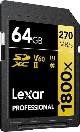 LEXAR 64GB PROFESSIONAL 1800X SDXC UHS-II CARDS, UP TO 280MB/S READ 210MB/S WRITE C10 V60 U3 - imagen 1