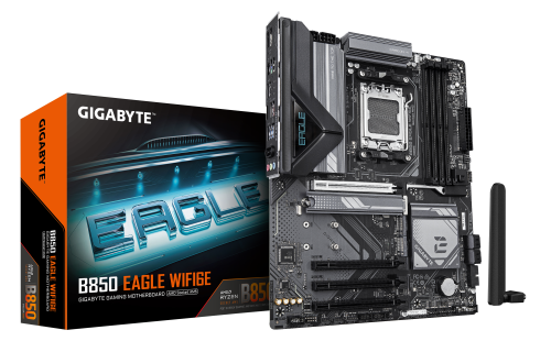 GIGABYTE B850 EAGLE WIFI6E Placa Base - Procesadores AMD Ryzen Serie 9000, VRM digital de 8+2+2 fases, hasta 8200MHz DDR5 (OC), 1xPCIe 5.0 + 2xPCIe 4.0 M.2, LAN GbE, WIFI 6E, USB 3.2 Gen 2 - imagen 1